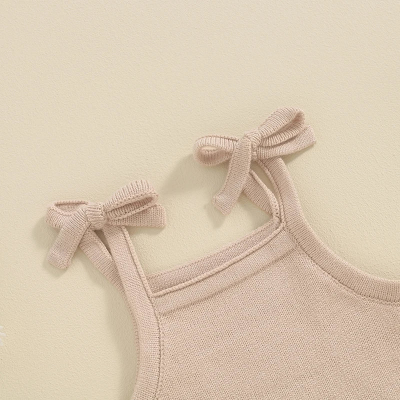 Newborn Infant Baby Girls Knit Shorts Outfits Clothing Set Solid Color Sleeveless Cami Tops with Elastic Waist Shorts 2Pcs Set