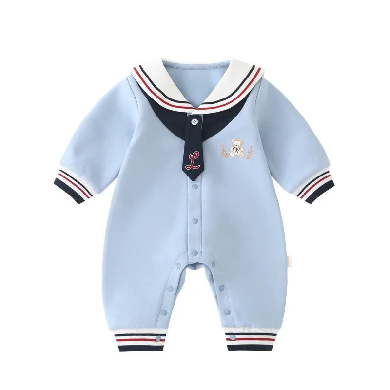 New Newborn Baby Sailor Navy Wind Style Romper Long Sleeve Jumpsuit Theme Party Role Playing Outfits for Children Boys Girls